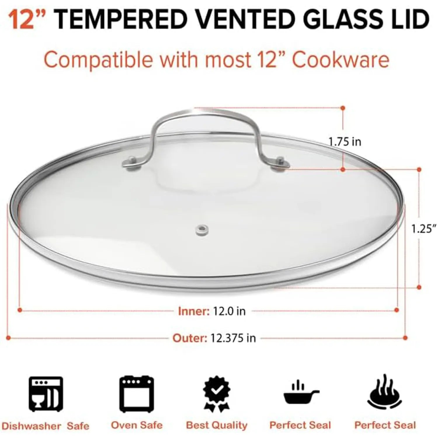 Nuwave 12” Tempered Vented Glass Lid