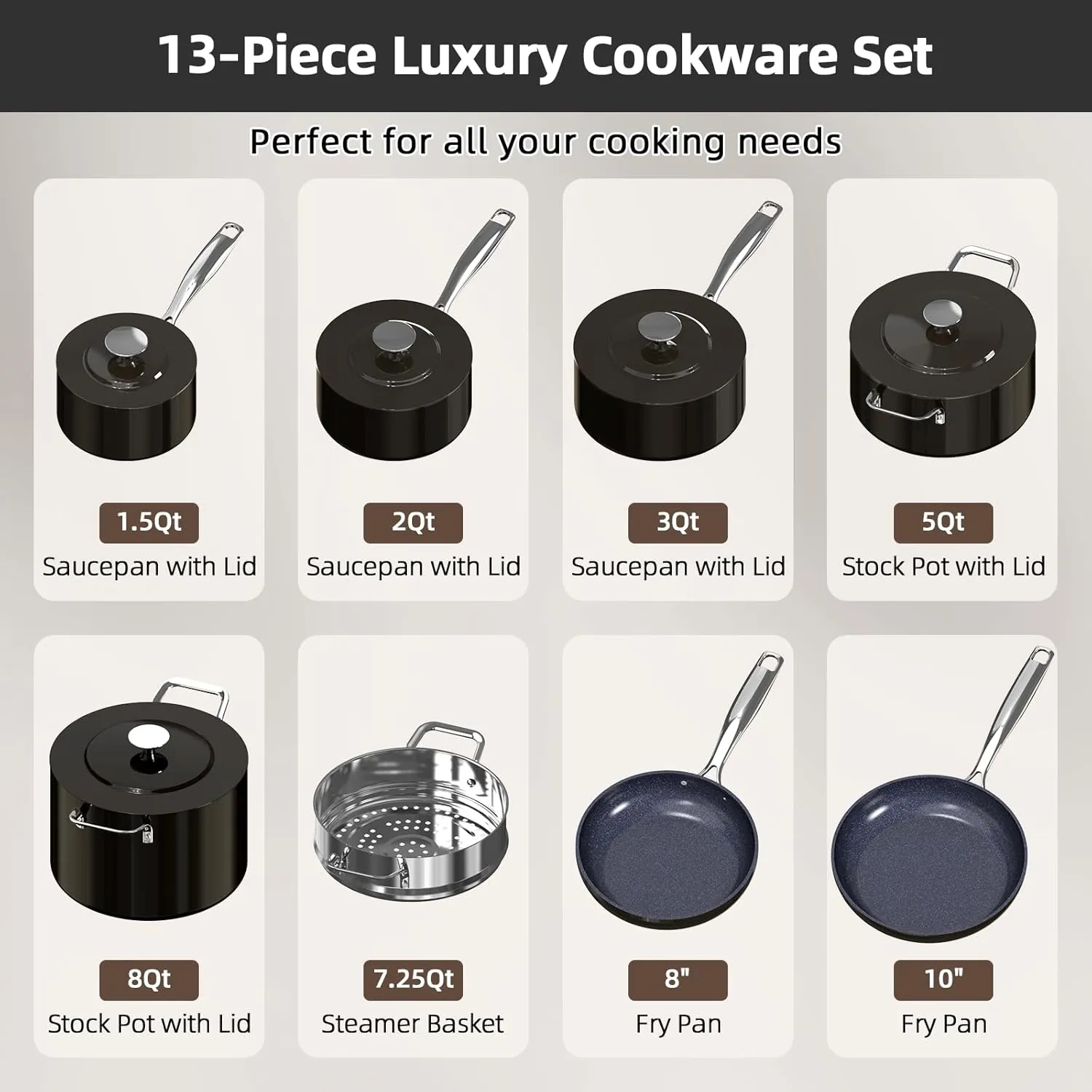 Duralon Blue Lux Non-Stick Cookware 13-Piece Set
