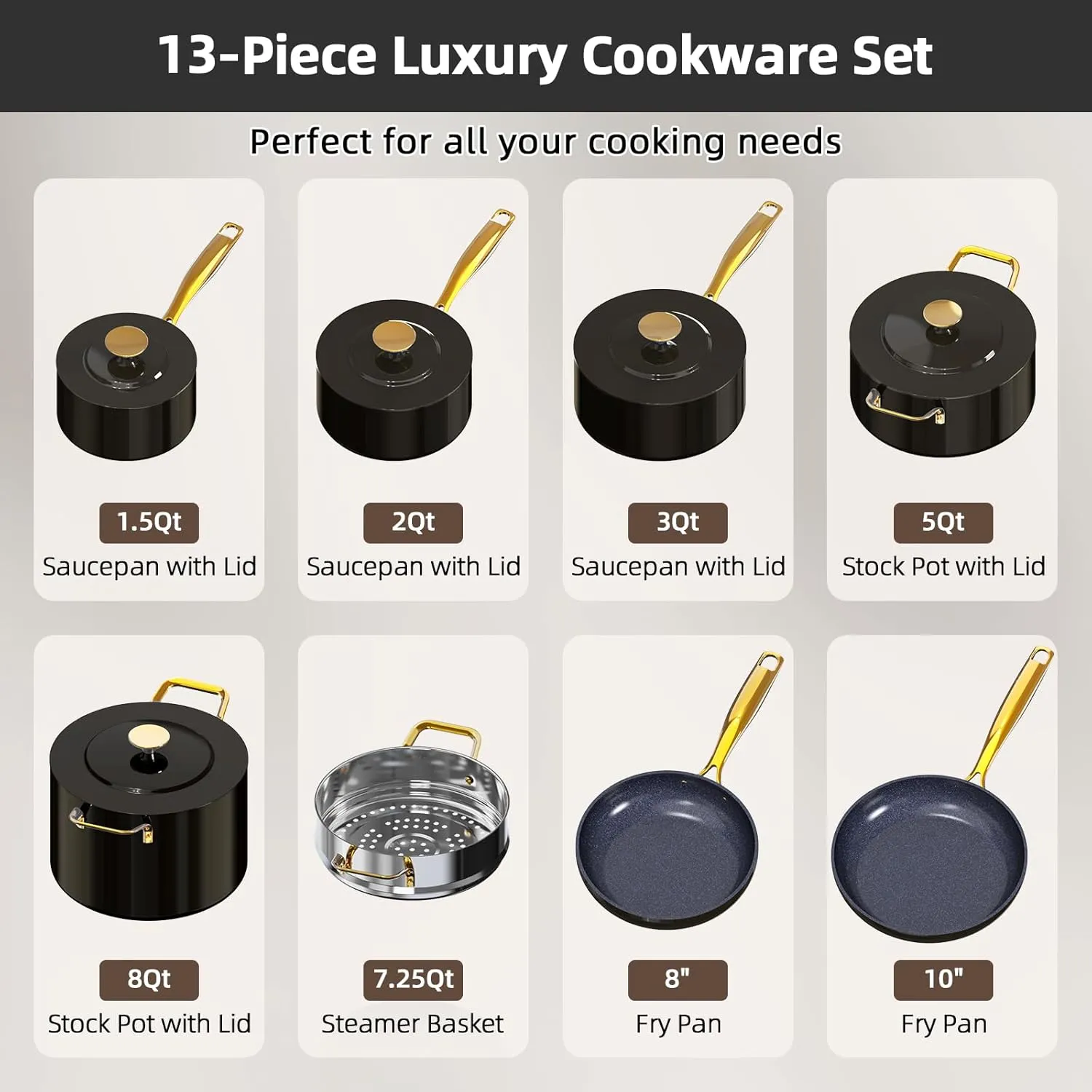 Duralon Blue Lux Non-Stick Cookware 13-Piece Set
